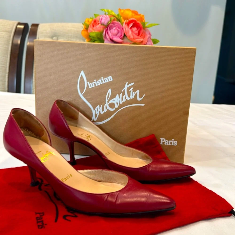 Authentic Christian Louboutin D’Orsay Red Heels - Picture 1 of 13
